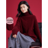 【Thickened 100% Lambswool】High Neck Cable Knit Classic Women's Sweater Red XL